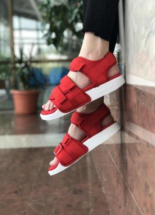 Adidas adilette sandal red white4 фото