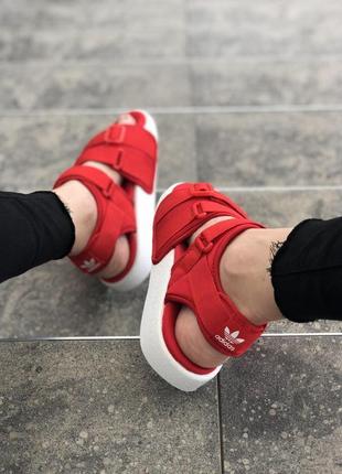 Adidas adilette sandal red white5 фото