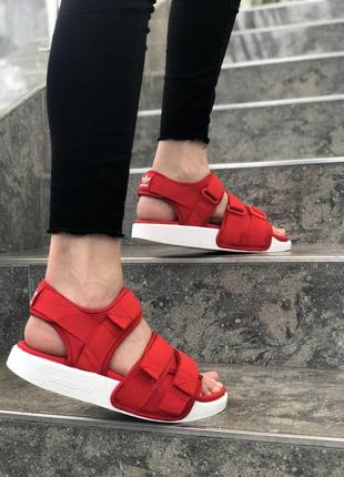 Adidas adilette sandal red white2 фото