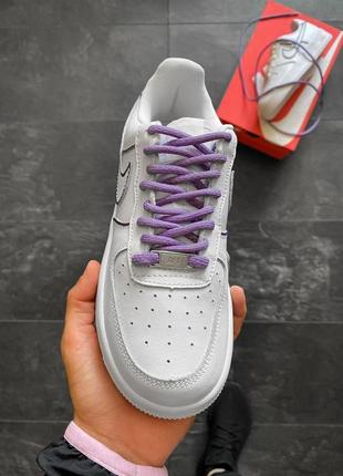 Мужские и женские кроссовки  nike air force 1 low reflective white violet4 фото