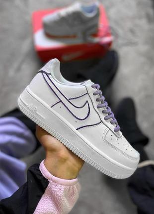 Мужские и женские кроссовки  nike air force 1 low reflective white violet2 фото