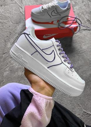 Мужские и женские кроссовки  nike air force 1 low reflective white violet1 фото