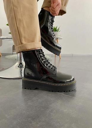 Женские ботинки dr. martens jadon platform black мех