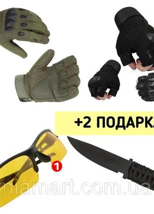 Перчатки полнопалые oakley assault олива xl + 2 подарка (тактический очки + тактический нож с чехлом)1 фото