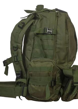 Тактический комплект 3в1: рюкзак с подсумками 50-60л олива + тактические очки + перчатки закрытые олива xxl9 фото