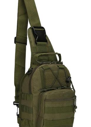 Тактическая cумка рюкзак однолямочная 6 литров (green) (oxford 800d)3 фото
