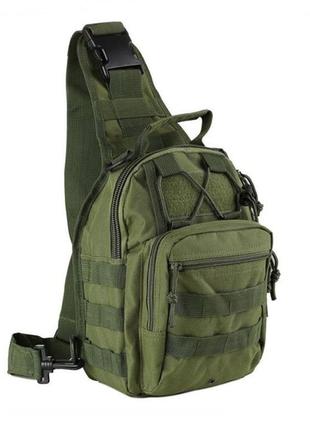 Тактическая cумка рюкзак однолямочная 6 литров (green) (oxford 800d)1 фото
