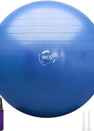 Мяч для фитнеса (фитбол) wcg 55 anti-burst 300кг голубой + насос