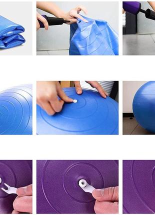 М'яч для фітнесу (фітбол) wcg 55 anti-burst 300кг голубий + насос2 фото