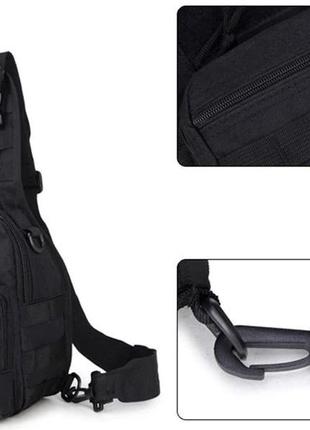 Рюкзак сумка тактическая b14, военная через плечо oxford 600d черный, 26х19х10 см6 фото