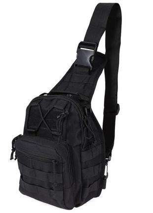 Рюкзак сумка тактическая b14, военная через плечо oxford 600d черный, 26х19х10 см