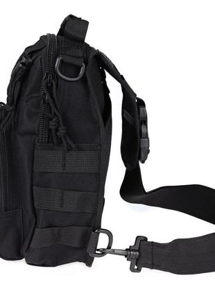 Рюкзак сумка тактическая b14, военная через плечо oxford 600d черный, 26х19х10 см3 фото
