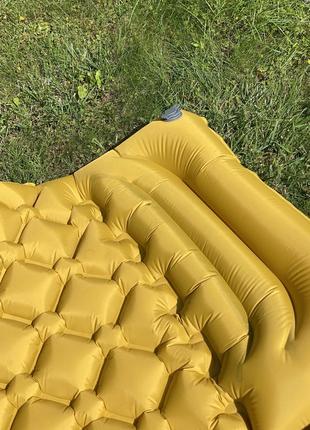 Двухместный надувной каремат походный, туристический wcg для кемпинга (желтый)5 фото