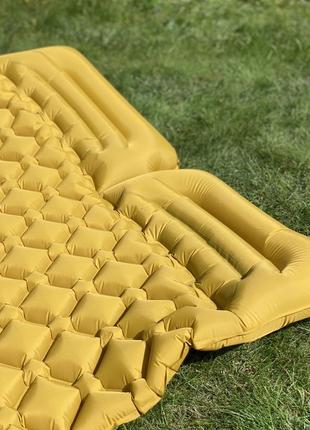 Двомісний надувний карімат похідний, туристичний wcg для кемпінгу (жовтий)4 фото
