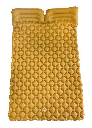 Двухместный надувной каремат походный, туристический wcg для кемпинга (желтый)
