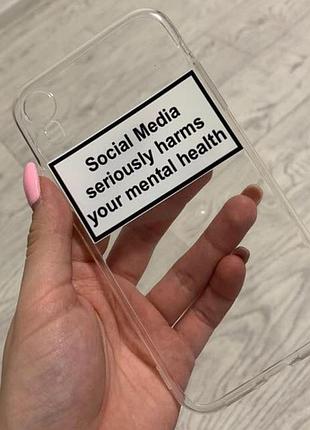 Чехол чохол iphone x social media seriously harms your mental health harms your mental health iphone 7/8 7+ 8+
