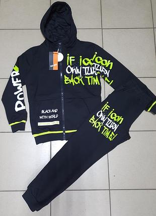 Костюм спортивний f&d для підлітка 8-16 років арт.1321, колір чорний, розмір одягу підлітковий (по зросту) 128