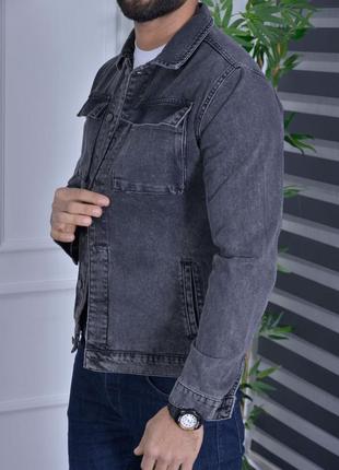 Куртка джинсовая мужская john lucca s-xxl арт.853, цвет темно-серый, международный размер s, размер мужской7 фото