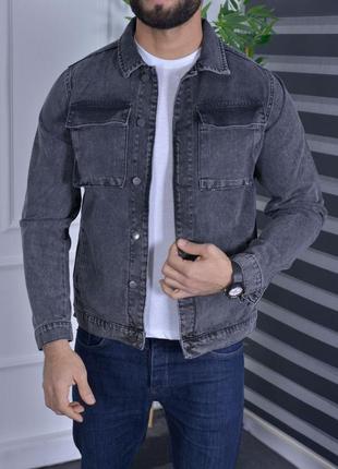 Куртка джинсовая мужская john lucca s-xxl арт.853, цвет темно-серый, международный размер s, размер мужской
