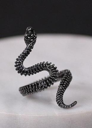 Кольцо в форме черной шипастой змеи символ - смерть и возрождение размер регулируемый3 фото