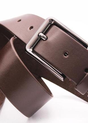 Ремень кожаный мужской коричневый с классической пряжкой арт.808