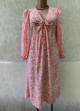 Zara платье миди в цветочный принт1 фото