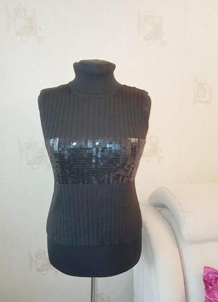 Теплий гольф, водолазка, безрукавка, шерсть, рубчик, паєтки