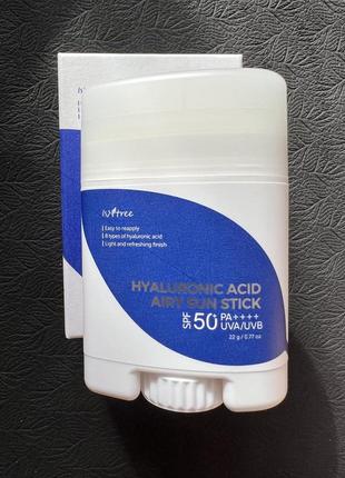 Isntree hyaluronic acid airy sun stick - увлажняющий солнцезащитный сток spf 50