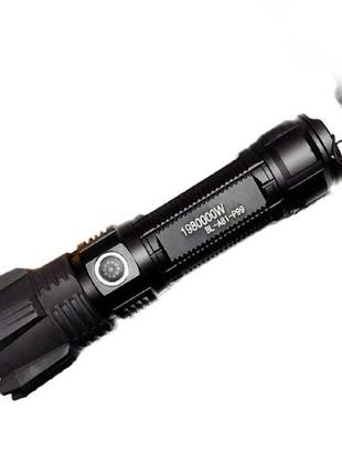 Ударостійкий акумуляторний ліхтарик bl-a81-p99 з 3-ма режимами роботи та функцією зуму чорний2 фото