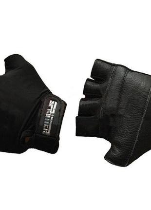 Перчатки без пальцев sprinter эластик+кожа xl черные1 фото