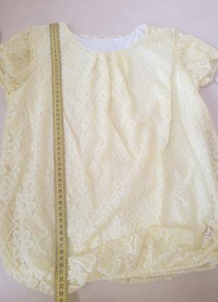 Блуза для девочки итальянское кружево хлопок школа желтая р.140 146 152 158 1644 фото