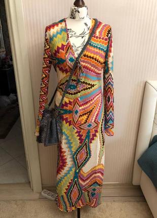 Zara длинное платье, туника яркая, красивая вещь🍌🥝🌵
