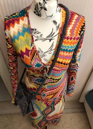 Zara длинное платье, туника яркая, красивая вещь🍌🥝🌵