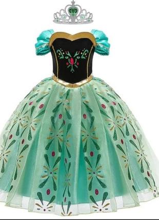Карнавальное платье анна холодное сердце с короной 4-5 лет