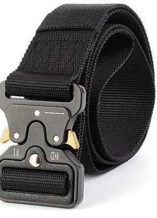 Тактический ремень поясной армейский с металлической пряжкой tactical belt (размер 125*3,8 см) ty-6840 черный4 фото