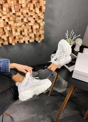 Buffalo london white fur! шикарні жіночі зимові кросівки на платформі 😍 (на хутрі)