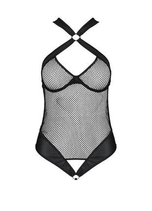 Сетчатый боди с халтером amanda body black l/xl - passion