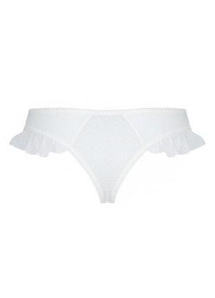 Трусики в горошек, с рюшами и шнуровкой fatin thong white xxl/xxxl - passion6 фото