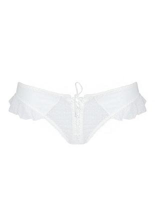 Трусики в горошек, с рюшами и шнуровкой fatin thong white xxl/xxxl - passion