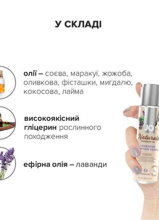 Масажна олія system jo — naturals massage oil — lavender&vanilla з натуральними ефірними оліями4 фото