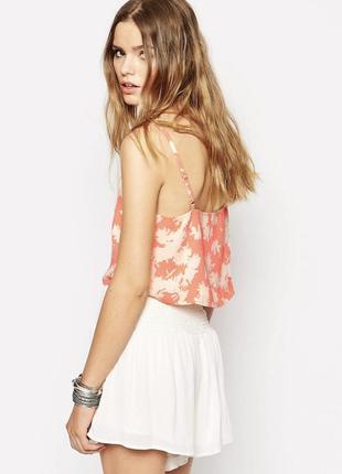 Шифоновая коралловая цветочная блузка, кроп топ vila3 фото