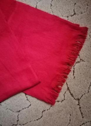 Ярко красный шарф зимний мягкий акрил тёплый