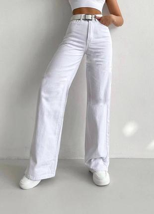 Стильні базові жіночі джинси, чорні/білі, прямі, джинси з високою посадкою, жіночий одяг1 фото