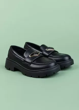 Туфли для девочек r3237-1 массивная грубая подошва черные туфли3 фото