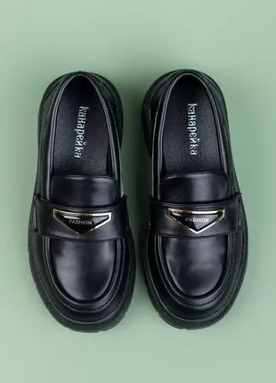 Туфли для девочек r3237-1 массивная грубая подошва черные туфли6 фото