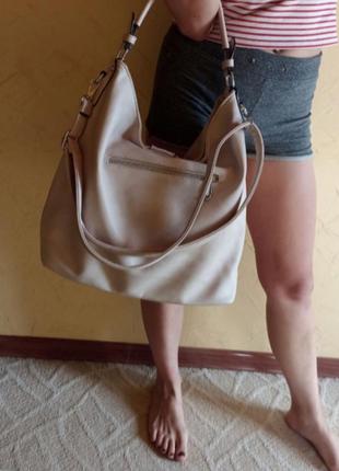 Новая бежевая сумка шоппер + длинный ремешок2 фото