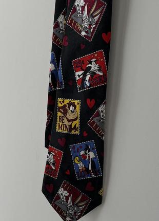 Looney tunes mania love vintage made in korea tie галстук краватка шовк оригінал вінтаж 1996 рік