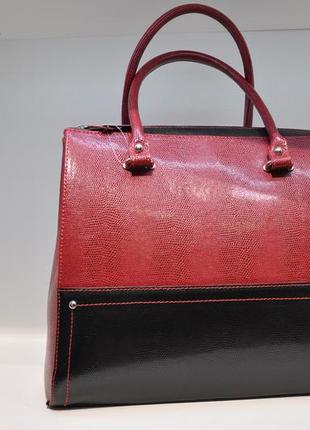 Женская кожаная сумка красная 0036-1065