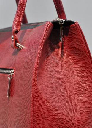Женская кожаная сумка красная 0036-10653 фото
