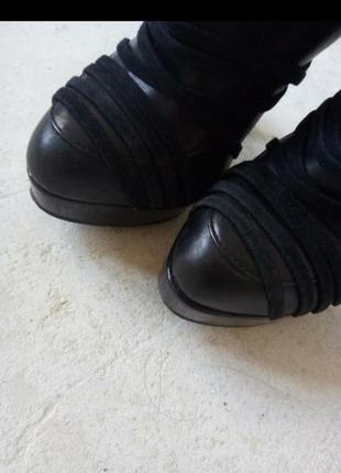 Шкіряні чорні ботильйони черевики підлозі чоботи шнурівка кисті платформа бразилія4 фото